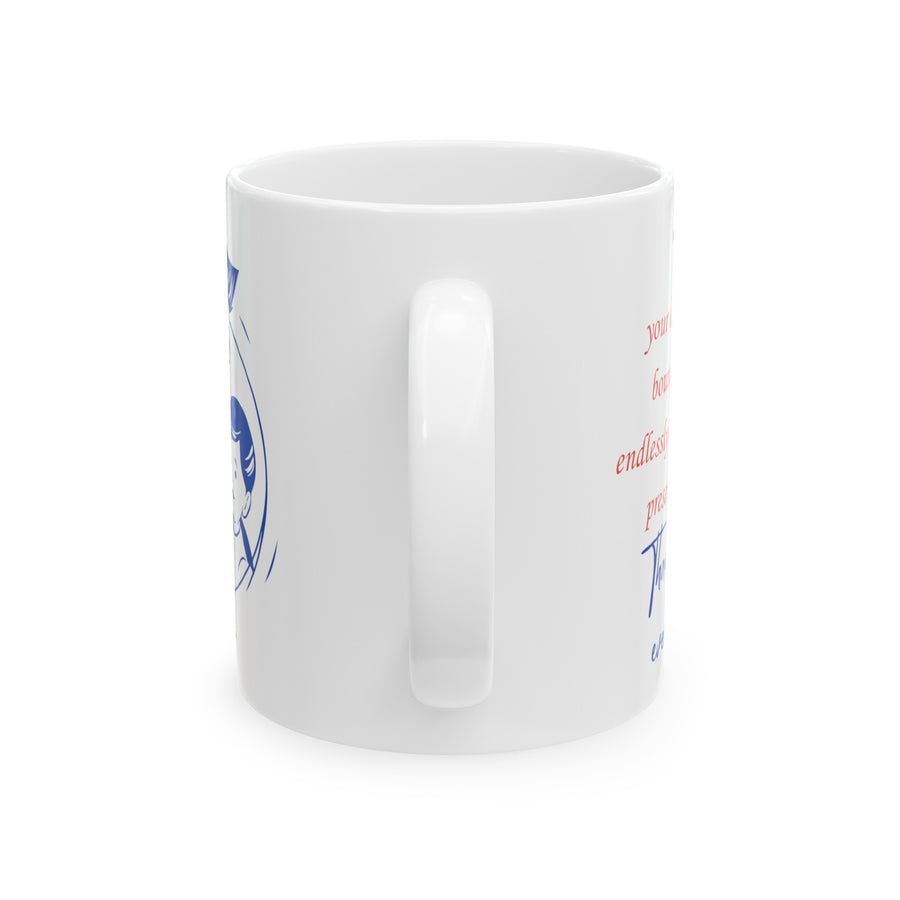 Ceramic White Mug, (11oz) With Special Message: "Dad, Your Love Knows No Bounds..."  for Father's Day / Daddy's / Papa's / Dad's Birthday Gift / Present